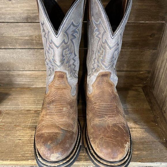 Womens Rocky Ride Branson Brown Leather Western Roper Cowboy Boots Size 9.5 M - Picture 3 of 8